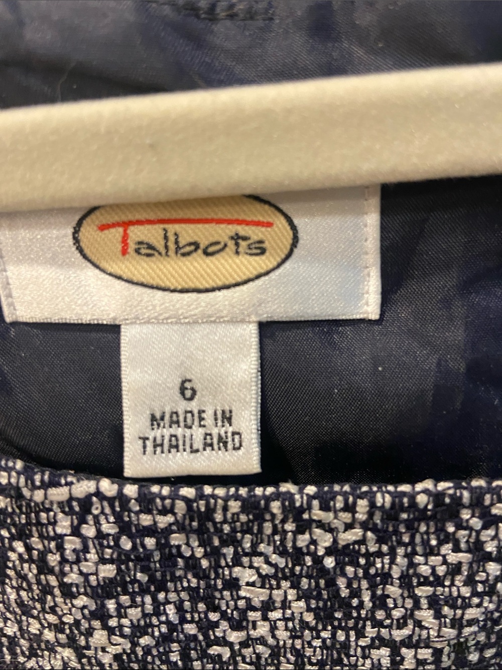 Talbots navy & White Tweed Midi Sheath Dress - Picture 2 of 9